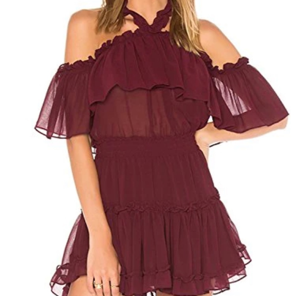 Misa Los Angeles Magenta Off the Shoulder Dress
